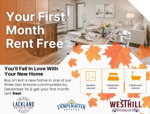 SAN ANTONIO PROMO FLYER 1st Month Free FALL 2024